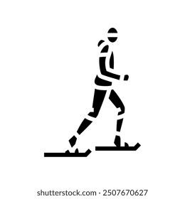 snowshoeing winter sport glyph icon vector. snowshoeing winter sport sign. isolated symbol illustration