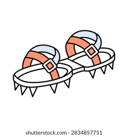 Snowshoes Icon Featuring a Pair of Spiked Traction Frames with Adjustable Straps, Representing Winter Hiking, Backcountry Trekking, and Snow Trail Outdoor Equipment