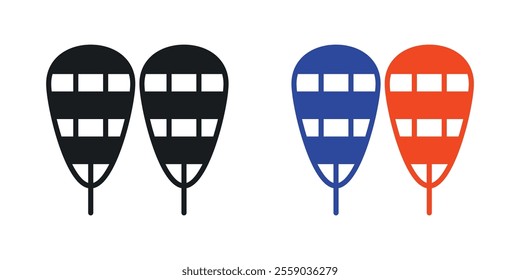 Snowshoes icons in black and colored version