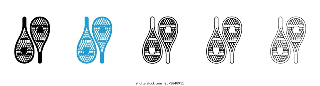 Snowshoes icons in filled and 3 stroke weights