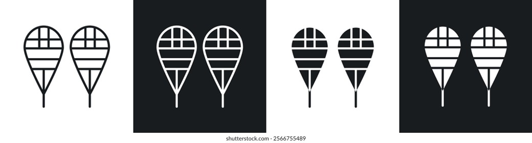 Snowshoes icons in Thin line black color. flat simple vector symbols illustration.