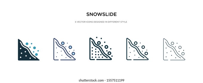 snowslide icon in different style vector illustration. two colored and black snowslide vector icons designed in filled, outline, line and stroke style can be used for web, mobile, ui