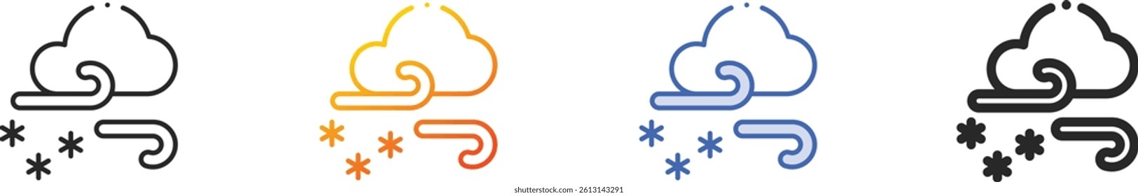 snowstorm icon.Thin Linear, Gradient, Blue Stroke and bold Style Design Isolated On White Background
