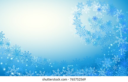 Snowstorm on transparent background. Abstract bright white shimmer glowing snowflakes. Christmas vector illustration