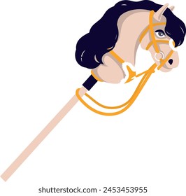 Snow-white horse with dark wavy mane for hobbyhorse lessons