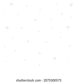 Desde el cielo caen copos de nieve blancos. Nevada. Ilustración vectorial. Fondo blanco aislado. Ornamento de invierno. Bolas blancas esponjosas y copos de nieve intrincados. 