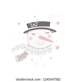 Snowwoman with hat,  Scarf,