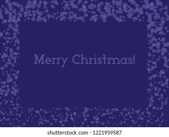 Snowy abstract background vector illustration. Merry Christmas snow square frame original banner template. Snow confetti on blue texture holiday element for your design. Snowflakes texture