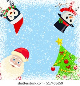 Snowy Background with Christmas characters