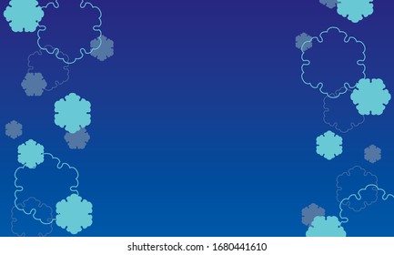 Snowy background on the left and right. Japanese traditional snowflake pattern.