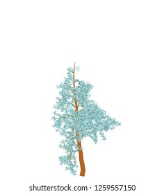 Snowy beautiful vector tree with foliage