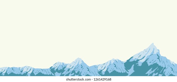 Snowy blue mountains. Background
