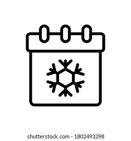 Snowy (Calendar and Date) icon outline vector. isolated on white background