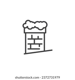 Snowy chimney line icon. linear style sign for mobile concept and web design. chimney with snow outline vector icon. Symbol, logo illustration. Vector graphics