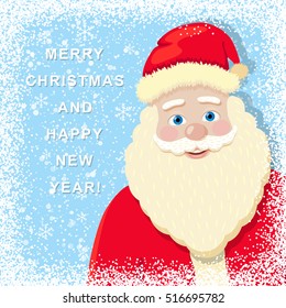 Snowy Christmas Background with Santa Claus