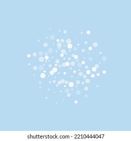 Fondo de navidad nevada. Sutiles copos de nieve volando y estrellas en el fondo azul claro del invierno. Delicadas navidades nevadas dulces. Ilustración vectorial cuadrada.