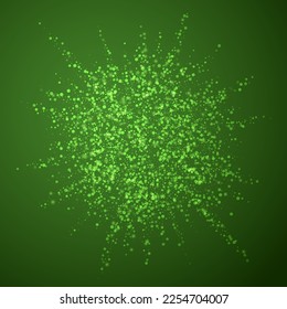 Snowy christmas background. Subtle flying snow flakes and stars on christmas green background. Delicate sweet snowy christmas. Square vector illustration.