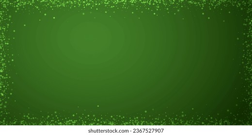 Fondo de navidad nevada. Sutiles copos de nieve volando y estrellas sobre fondo verde navideño. Delicadas navidades nevadas dulces. Ilustración vectorial amplia.