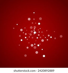 Fondo de navidad nevada. Sutiles copos de nieve volando y estrellas de fondo rojo navideño. Delicadas navidades nevadas dulces. Ilustración vectorial cuadrada.