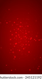 Snowy christmas background. Subtle flying snow flakes and stars on christmas red background. Delicate sweet snowy christmas. Vertical vector illustration.