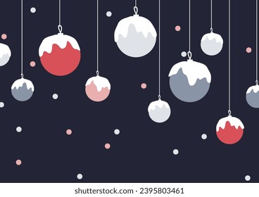 Snowy christmas bauble background minimalist illustration