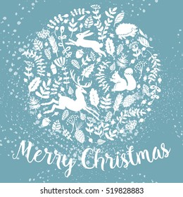 Snowy Christmas Card. Illustration for greeting cards, invitations, and other printing projects.