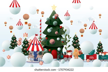 snowy christmas greetings design template vector/illustration