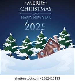 Snowy christmas and new year landscape background