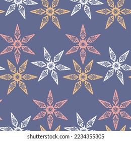 Snowy Christmas seamless pattern for decoration with snowflake, vector illustration eps