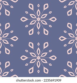 Snowy Christmas seamless pattern for decoration, purple blue festive winter background