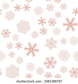 Patrón ininterrumpido de navidad nevada, copo de nieve de cristal rojo para textiles, papel pintado y papel de envoltura
