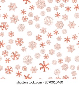 Snowy christmas seamless pattern, red crystal snowflake for textile, wallpaper and wrapping paper
