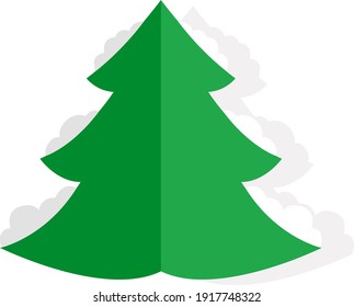 Snowy christmas tree, illustration, vector on white background.