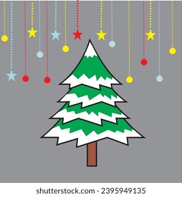diseño vectorial de árboles de navidad nevada, decoración de árboles de navidad