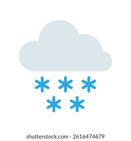 Snowy cloud icon with flat style. Minimalist and simple weather theme vector icon