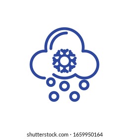 snowy cloud icon over white background, line style, vector illustration