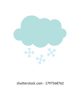 snowy cloud icon over white background, flat style, vector illustration