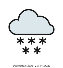 Snowy cloud icon with solid line style. Minimalist and simple weather theme vector icon
