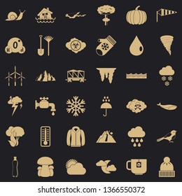 Snowy cloud icons set. Simple style of 36 snowy cloud vector icons for web for any design