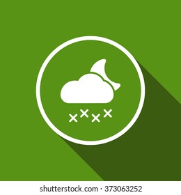 snowy cloud with moon flat icon with long shadow