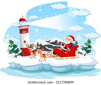 Snowy day with Santa Claus on sledge illustration