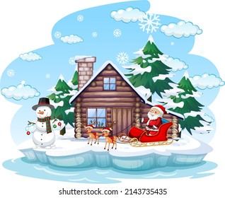 Snowy day with Santa Claus on sledge illustration