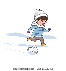 Snowy day_Running with the white rabbit