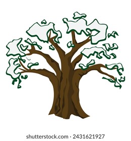 Snowy dead tree at winter illustration