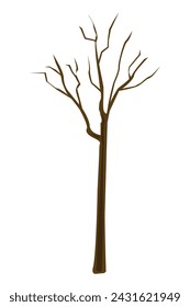 Snowy dead tree at winter illustration
