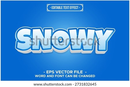 Snowy Editable Text Effect with Winter Blue 3D Typography Vector