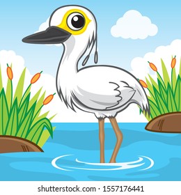 snowy egret cartoon, animal cartoon, cartoon cute