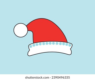 
Snowy Elegance: Festive Santa Hat Adorned with Whimsical Snowflakes