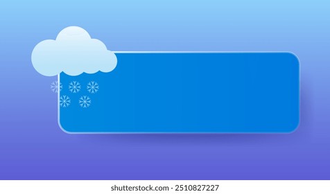 Nevado. Bloco vazio para colocar seu conteúdo, aplicativo de previsão do tempo ou site. Nuvem, gelo, chuva, inverno, vento, trovoada, raios, floco de neve, temperatura, precipitação, graus Celsius, Fahrenheit