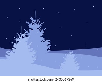 Snowy fir trees Vector flat illustration